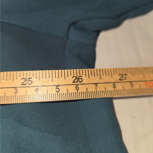 Lane Bryant Womens Size 18/20 Blouse Sheer Teal Flowy Roll Tab Popover Career - Picture 8 of 10